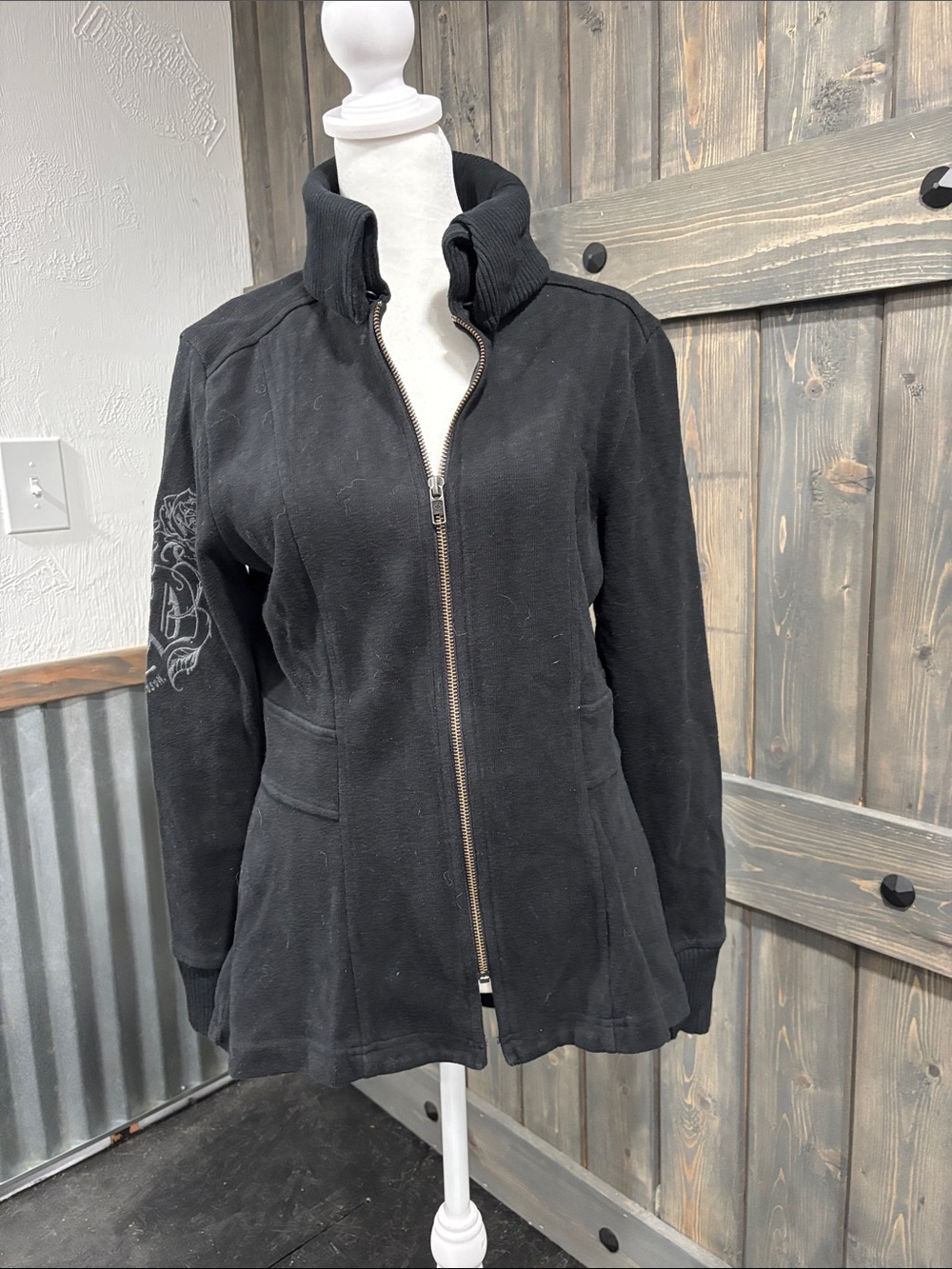 Harley‑Davidson Black Zip Front Utility Jacket